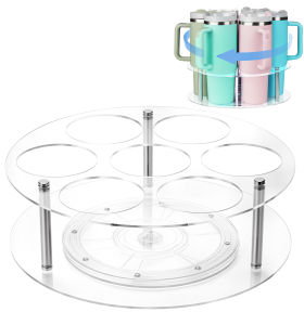 360° rotating 40 oz tool brand cup holder - acrylic organizer with handle slot suitable for glass cups and insulated cups