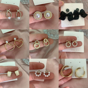 2021 New Trendy South Korea Fancy Earrings for Women Sterling Silver Needle Graceful Online Influencer All-Match Earrings Ear Rings