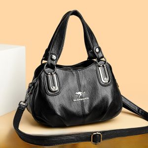 Fashionable Soft Leather Crossbody Bag for Middle-Aged And Elderly Women New 2025 Handbag Casual Shopping Bag Shape Zip Closure