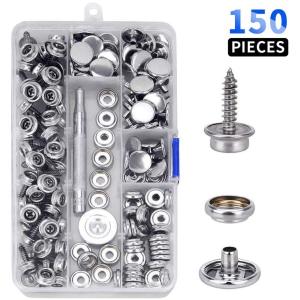30/150 Pieces Stainless Steel Marine Grade Canvas and Upholstery Boat Cover Snap Button Fastener Kit 15mm Screws Snaps with tool
