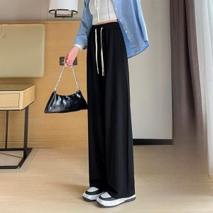 YAMIANNV | High Waist Thin Wide Leg Casual Pants Womens Loose Fit Cotton Blend Spring Autumn Fashion Straight Cut Trousers