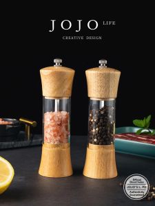 JOJO LIFE | Wood and Acrylic Transparent Multi-Spice Grinder 6 Inches