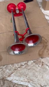 Còi hơi 2 loa đỏ 65cm lắp cho các loại xe ô tô phổ biến hàng cao cấp dùng 12v 24v