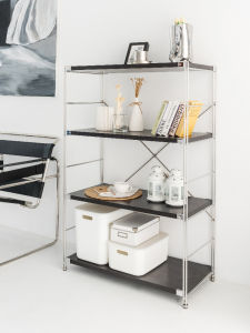 Adjustable Multi-layered Bookshelf JC Youth Quality Storage Rack for Living Room Oven Black Oak Simple Design Home Furniture