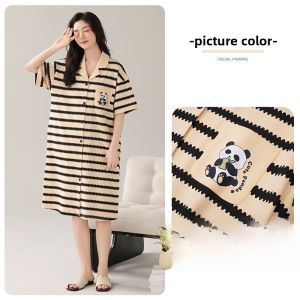 Miiow | Pure Cotton Breathable Summer Sleepwear Womens Short Sleeve Nightgown Comfortable Skin-friendly Plus Size Home Clothes