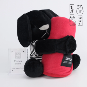 ตุ๊กตา กระต่าย สีดำ กอดผ้าสีแดง 🍀 BEBE Bunny Plush And Blanket - 23 cm