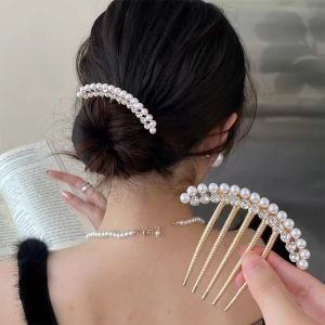 【♡Lovely girls house♡】Rhinestones Hairpin Clip Fashion Wedding Bridal Pearl Flower Hairpin Hair Clips