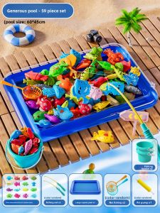 Educational Fishing Toy for Children 3+ Years Old Fishing Net and Water Play Pool with Magnetic Fish BABYSHOME