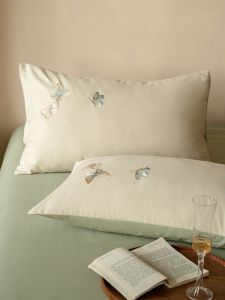 Luxurious Butterfly Embroidery Cotton Flannel Pillowcase Thick Warm Pure Cotton Single Person Pillow Cover Bedding Accessories