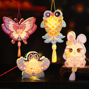DIY Mid Autumn Festival Lantern Creative Luminous Butterfly Rabbit Lamp Holiday Hanging Light Decor Birthday Gift
