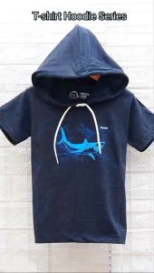 DECKS KIDS BAJU KAOS ANAK HOODIE USIA 1-10 TAHUN MOTIF SHARK NAVY