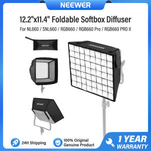 NEEWER 12.2"x11.4" แบบพับได้ แผ่นกระจายแสงแบบซอฟต์บ็อกซ์ พร้อม กริดและกระเป๋า สำหรับแผงไฟ LED สำหรับวิดีโอ NL660 / SNL660 / RGB660 / RGB660 Pro / RGB660 PRO II