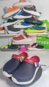 รองเท้าเด็กcrocs รุ่นLiteRide สีดำพื้นเทา [แถมตัวติดรองเท้า2อัน] คุณภาพพรีเมี่ยมไซศ์ (25-35)