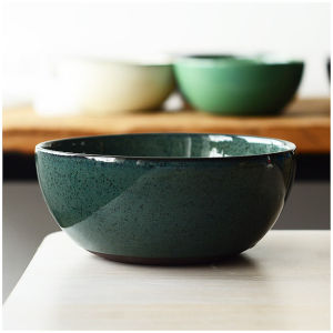 Jiangnan Life Ceramic Western Style round Shape Retro Salad Bowl Fruit Basket Large Soup Bowl Casserole Dish Handmade Dining Utensils