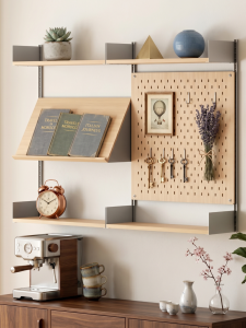ALEDAN | Adjustable Wall Mounted Shelf for Living Room Wood Style