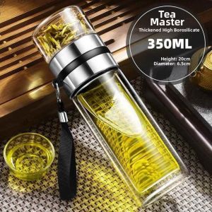 Male Glass Double Insulated Durable Tea Water Separation Business Thermos