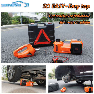 Car electric jack jack high machine 12V 5T car jack car electric hydraulic jack car jack air compressor electric spanner safety hammer combination SUV car repair tools 4 in 1