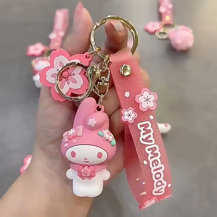 Cartoon Sanrio Cherry Blossom Season Hello Kitty Melody Car Keychain ...