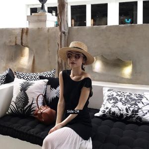 Summer Womens Vacation Seaside Panama Flat Brim French Hat