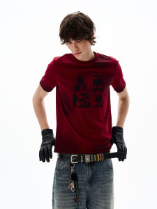 Áo Thun Nam Tay Ngắn Cổ Tròn in Họa Tiết Phong Cách Mỹ Cổ Điển Dáng Rộng Mùa Hè 2025 Thương Hiệu Thiết Kế Tay Thường