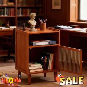 Multi Scene Small Nightstand Single Door Brown Traditional Cabinet  Easy to Maintain Bedside Table