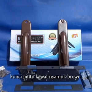 Kunci Pintu Kawat Nyamuk(Brown) + Body Weldom Tarikan Pintu Expanda Weldom + Body