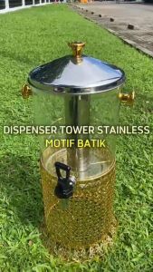 Dispenser Jus Tower Gold Batik 8L / Wadah Saji Minuman Prasmanan / Dispenser Juice Prasmanan