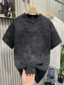 Retro Spun Cotton Short Sleeve T-Shirt Mens Loose American Style Half Sleeve Body Shirt Trendy Starry Sky Dyed Base Shirt
