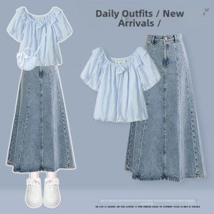 NUMEN BUTTON | Elegant Fresh Reducing Age Female Summer Set 2 Pieces