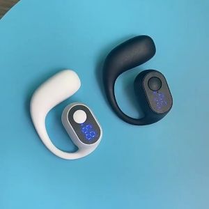 Single ear Earbuds Open Wearable Stereo wireless Bluetooth earphones with mic Digital display