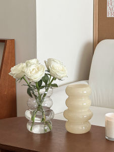 Phong Cách Pháp Bình Hoa Thủy Tinh Ins Màu Ngọc Bích Sữa Phòng Khách Chậu Hoa Thủy Canh Trang Trí Máy Tính Để Bàn Phong Cách Cao Cấp Màu Be