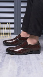 Falimottype Size 39-48 Mens Stylish Classic Business Work Leather Shoes Casual Pointed Professional Office Formal Glossy Leather Shoes