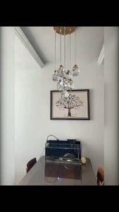 Nordic LED Crystal Ceiling Light Modern Chandelier for Living Room Dining Bar Drop Tri color Light Pendant Lamps