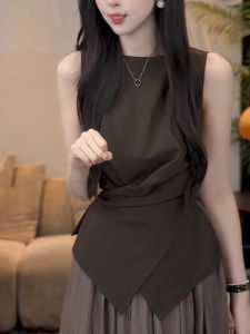 SHUAIYUE | Asymmetrical Waist-Tying Sleeveless Vest