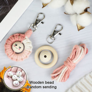 Handmade Knitting Smiley Keychain Macrame Kit With Tutorial For Beginner Hand DIY Smiley Key Chain Cell Phone Lanyard Pendant
