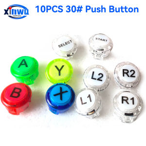 10PCS Clear Push Button A B X Y L1 L2 R1 R2 Select Start 30mm For Game Controller Neo Geo Arcade Console Joystick Diy Machine
