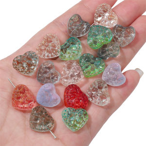 10pcs Crystal Glass Heart Bow Beads Charm Loose Spacer Beads for Earring Necklace Bracelet Keychain DIY Jewelry Making Accessories