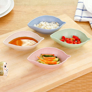 Pharaoh🎀COD ❤️Hidangan Bumbu Bentuk Daun Piring Kecap Kecil Mangkuk Dapur Warna-warni Jerami Gandum