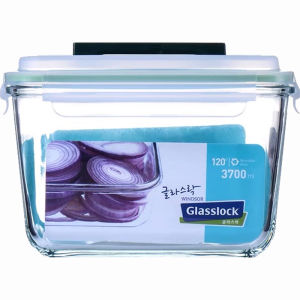 Large Capacity Tempered Glass Preservation Box GLASSLOCK Korean Side Dishes Storage Container Rectangle Shape Microwave Safe