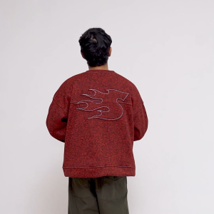 House of Smith Sweater Crewneck Boxy Pria - S Burn Boxy Crewneck Red #2