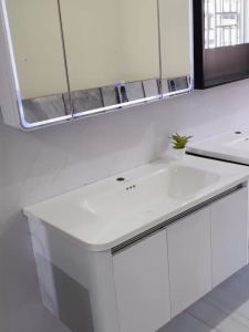 Tủ chậu gương lavabo phòng tắm CT02 Gương Led nhựa PVC cao cấp siêu bền đẹp kích thước mặt lavabo 50x80 cm