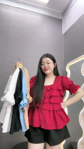 Set bộ Bigsize nữ áo kiểu cổ vuông viền bèo phối quần đùi dáng A lưng thun co giãn - SET (SM36+Q537+Q500) đi chơi