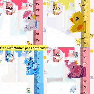 Cartoon Animals Magnetic Height Measure Wall Sticker Self-adhesive 3D Unicorn Dinosaur Wallpaper For Kids Room Nursery Child Growth Ruler Growth Chart
