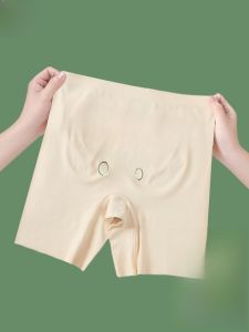 MiiOW | Womens Ice Silk Safety Shorts Summer Double Layer Triangle Area Coverage Seamless Underwear Cat Person Brand Wedding Dress Base Layer Shorts