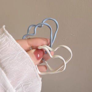 Exaggerated Heart Shaped 925 Silver Needle Hollow Droplet Glaze Earrings Minimalist Design Simple Small Audience High End Feelings