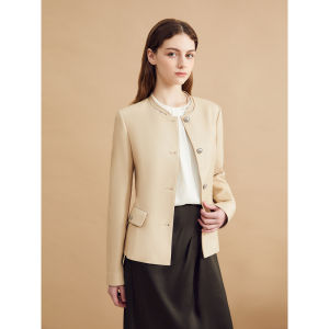 YINER | Fashion Hollow Out Slim Fit Sheepskin Leather Jacket