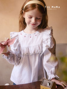 toz mama | Autumn Flutter Sleeve Color Block Shirt Girls