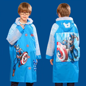 Sunlight Colorful Cartoon Character Costume Rain Coat for Kids Boys with Backpack Space - Waterproof Kapote Big Size School Typhoon Protection 3D Cartoon Pattern Reflective Details PVC Material Fits Boys Aged 6-14 Ideal for Rainy Days & Outdoor Play