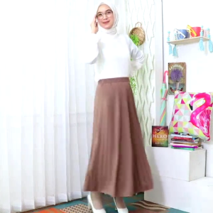 [Malaysia Ready Stock] Rok Plisket Free Saiz Kain Women Skirt Wanita Bahan Premium Material