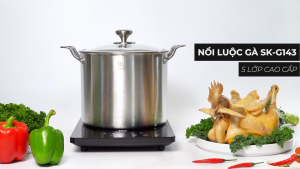 Nồi nấu luộc gà nấu phở 5 lớp NoiLonSK-143-1 inox 304 26cm - 11.5l Kuchen I Bảo hành chính hãng 10 Năm